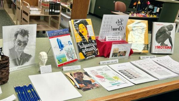 showing display of drawing books and instruction sheets at our circulation desk